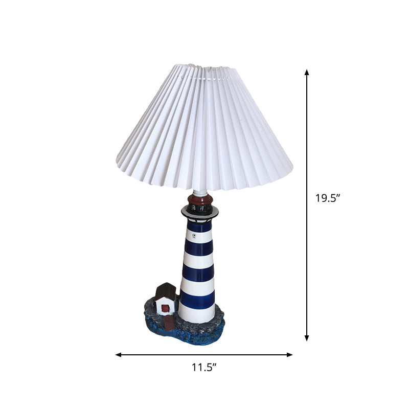 Lighthouse Shape Table Light Cartoon Resin Night Lamp With White And Black Shade