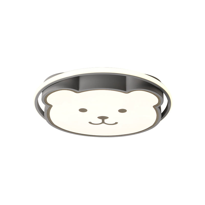 Kids Bedroom Bear Cartoon Acrylic LED Gray/Black Ceiling Fixture – Flush Mount Lighting