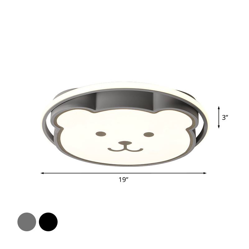 Kids Bedroom Bear Cartoon Acrylic LED Gray/Black Ceiling Fixture – Flush Mount Lighting