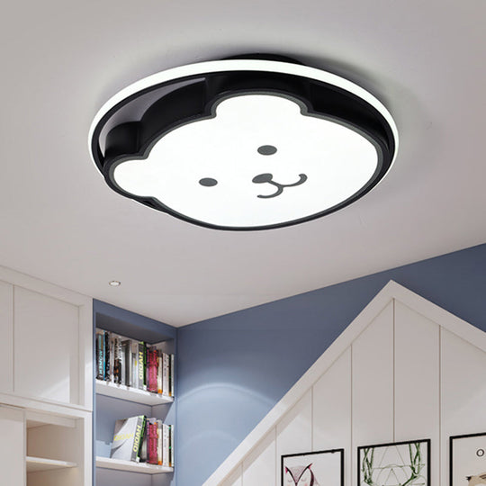 Kids Bedroom Bear Cartoon Acrylic Led Gray/Black Ceiling Fixture Flush Mount Lighting Black