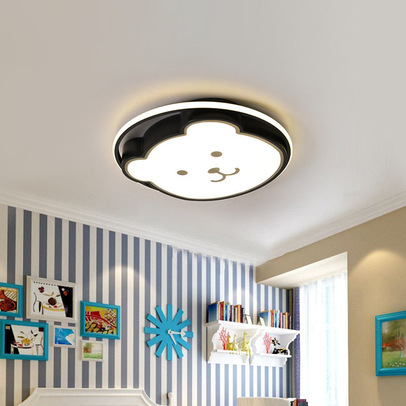 Kids Bedroom Bear Cartoon Acrylic LED Gray/Black Ceiling Fixture – Flush Mount Lighting