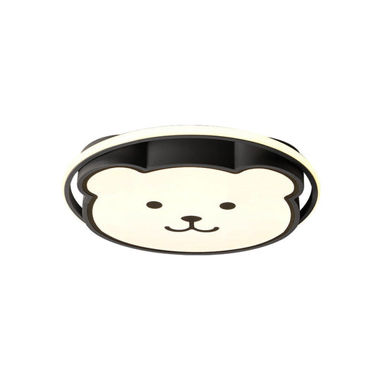 Kids Bedroom Bear Cartoon Acrylic LED Gray/Black Ceiling Fixture – Flush Mount Lighting