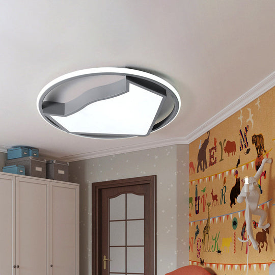 Cartoon Cat LED Flush Mounted Light Fixture for Kids' Bedroom in Black/Gray