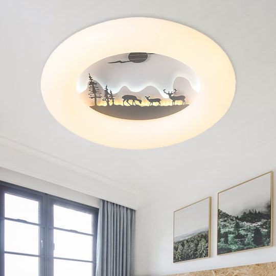 White Acrylic LED Donut Ceiling Light: Contemporary Flushmount Fixture