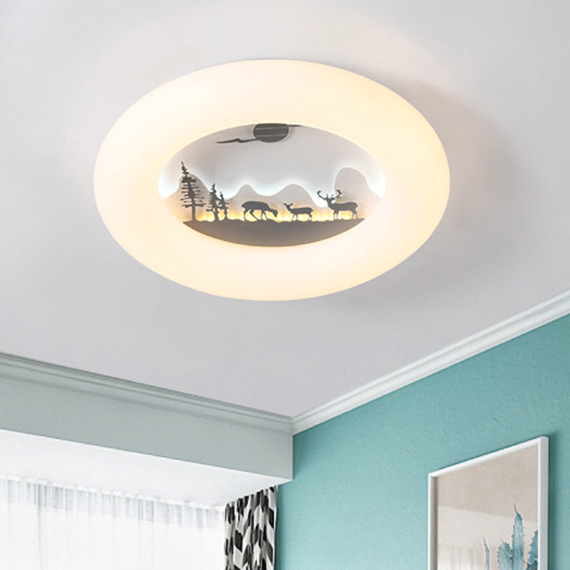 White Acrylic LED Donut Ceiling Light: Contemporary Flushmount Fixture