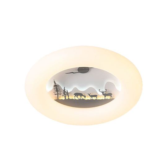 White Acrylic LED Donut Ceiling Light: Contemporary Flushmount Fixture