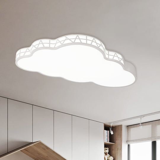 Creative LED Cloud Flush Ceiling Light for Kids Bedroom in White/Pink/Blue