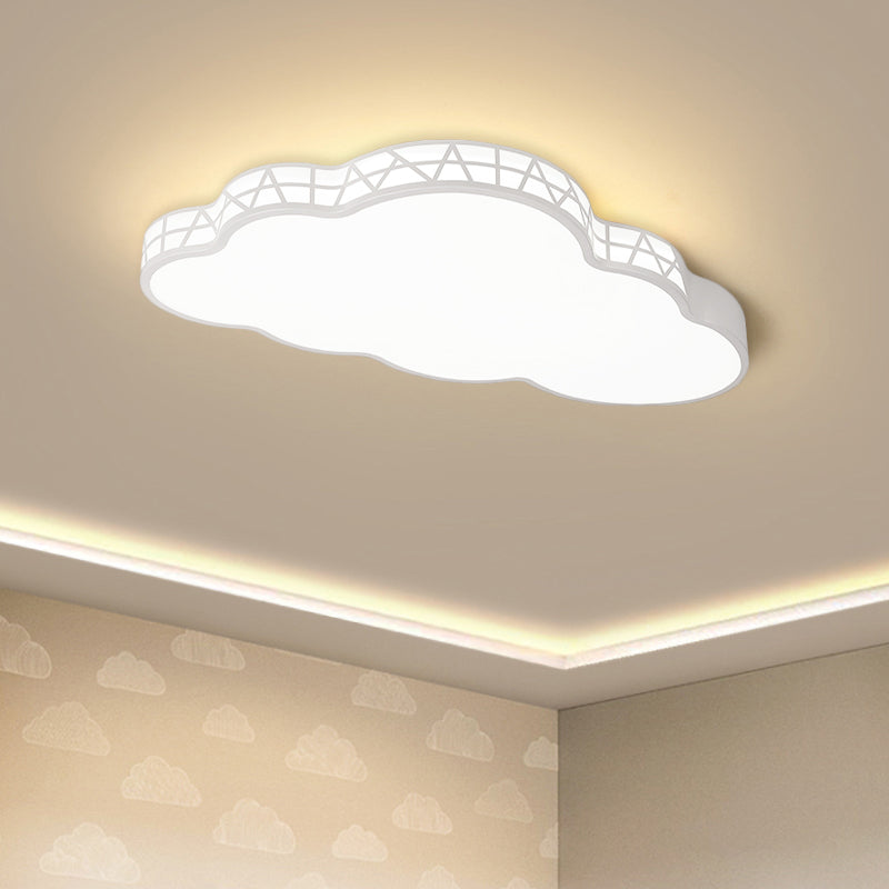 Creative LED Cloud Flush Ceiling Light for Kids Bedroom in White/Pink/Blue