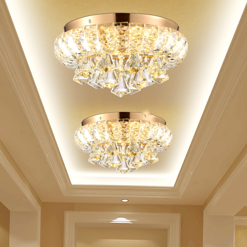 Plafonnier LED en cristal minimaliste - Design en forme de larme dorée pour les couloirs