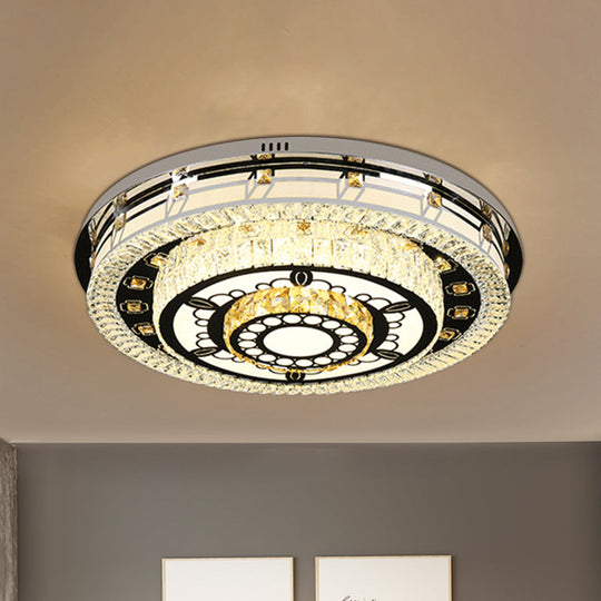 Modern Led Crystal Flushmount Ceiling Light - Chrome Finish 3 Layers Round Shape