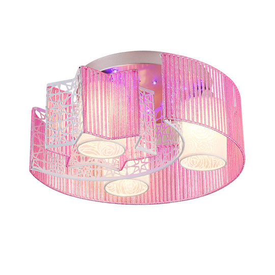 Plafonnier LED en métal avec lune et étoile en rose/bleu pour un éclairage de chambre moderne