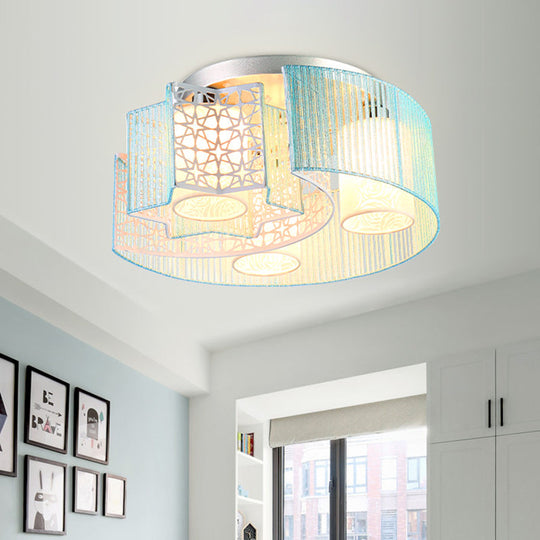 Plafonnier LED en métal avec lune et étoile en rose/bleu pour un éclairage de chambre moderne