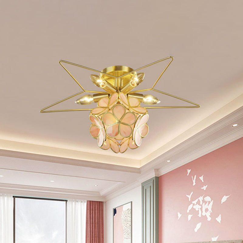 Contemporary Star Metal Close to Ceiling 1-Light Semi-Flush Mount