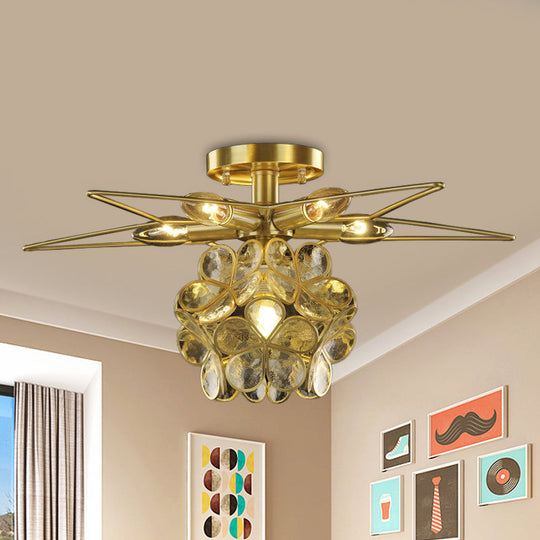 Contemporary Star Metal Close to Ceiling 1-Light Semi-Flush Mount