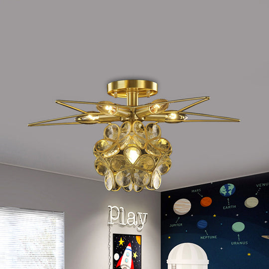 Contemporary Star Metal Close to Ceiling 1-Light Semi-Flush Mount