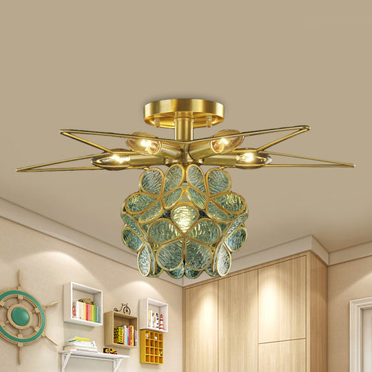 Contemporary Star Metal Close to Ceiling 1-Light Semi-Flush Mount