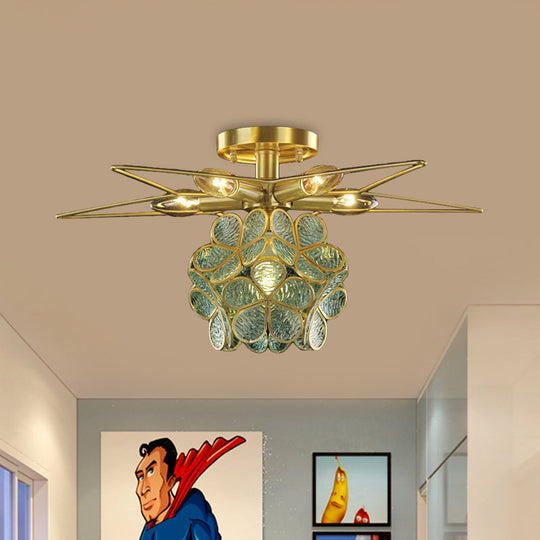 Contemporary Star Metal Close to Ceiling 1-Light Semi-Flush Mount