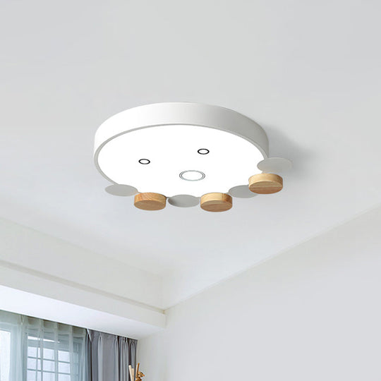 Octopus-Shaped LED Ceiling Light in Gray/White/Green for Kids' Bedroom