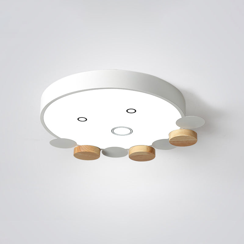 Octopus-Shaped LED Ceiling Light in Gray/White/Green for Kids' Bedroom