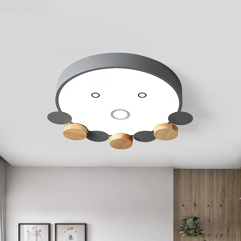 Octopus-Shaped LED Ceiling Light in Gray/White/Green for Kids' Bedroom