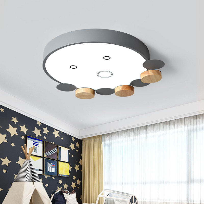 Octopus-Shaped LED Ceiling Light in Gray/White/Green for Kids' Bedroom