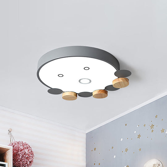 Octopus-Shaped LED Ceiling Light in Gray/White/Green for Kids' Bedroom