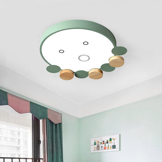 Octopus-Shaped LED Ceiling Light in Gray/White/Green for Kids' Bedroom