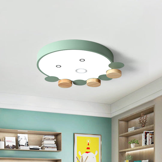 Octopus-Shaped LED Ceiling Light in Gray/White/Green for Kids' Bedroom