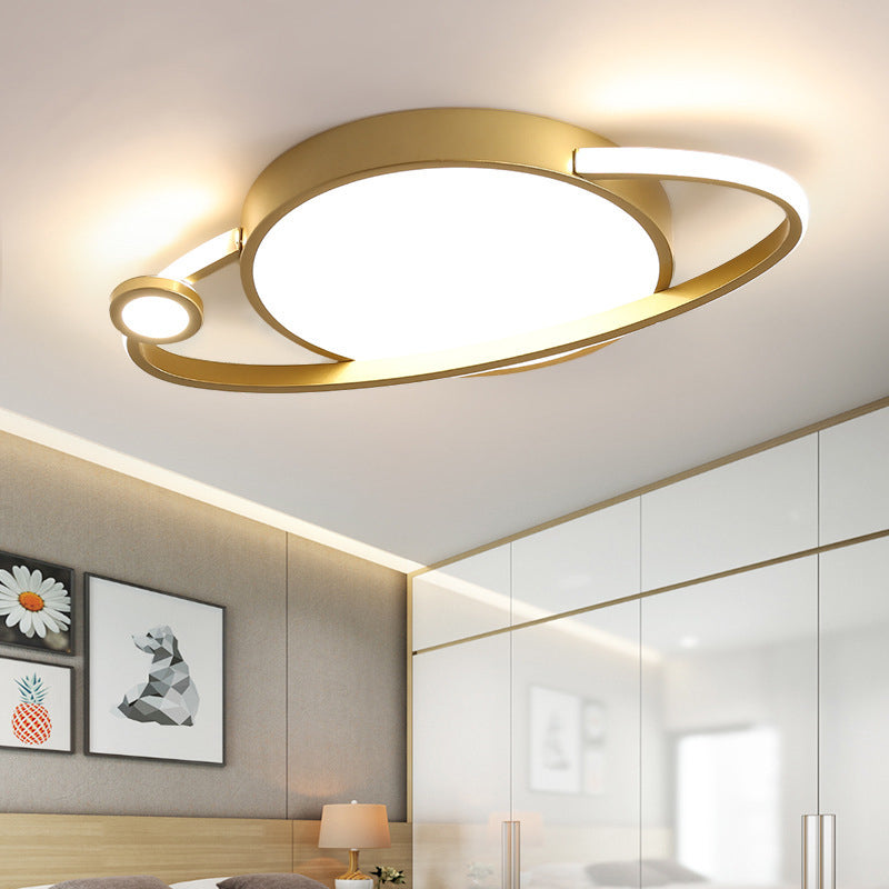 Children's Orbit Flush Mount LED Ceiling Light in Gold - Warm/White Light