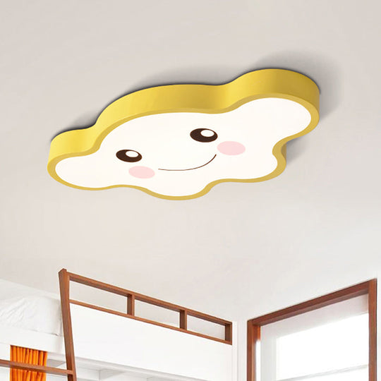 Childrens Led Ceiling Light For Kids Bedroom - Cartoon Smile/Dog Design White/Pink/Blue Flush Mount