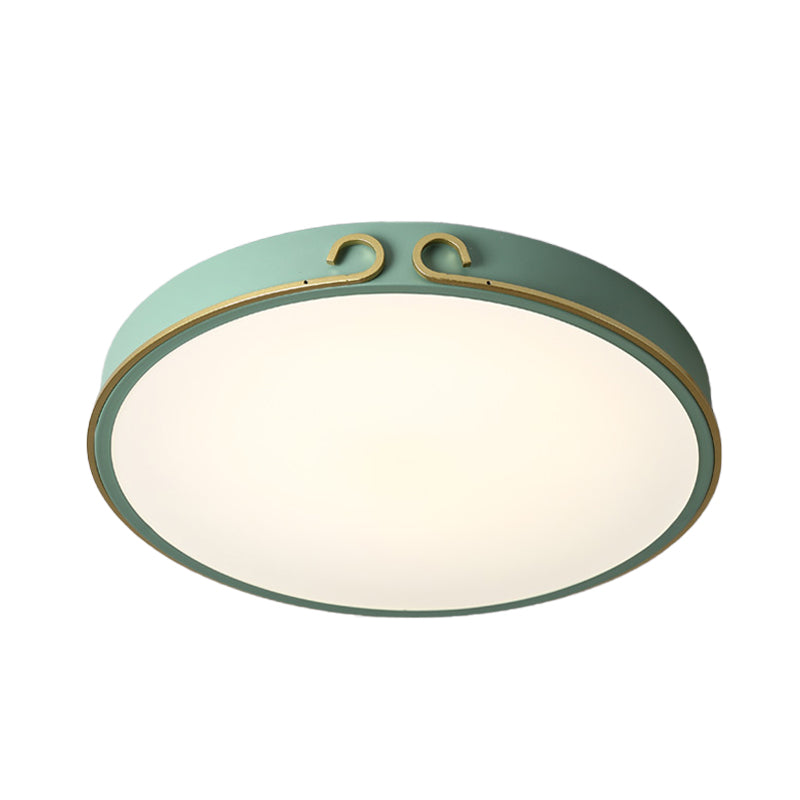 Acrylic LED Round Flushmount Macaron Fixture in White/Grey/Green - Headband Deco