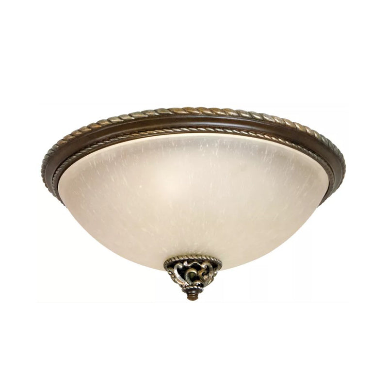 Retro Dome Frosted Glass Flush Mount Ceiling Light with 3 Heads in Black