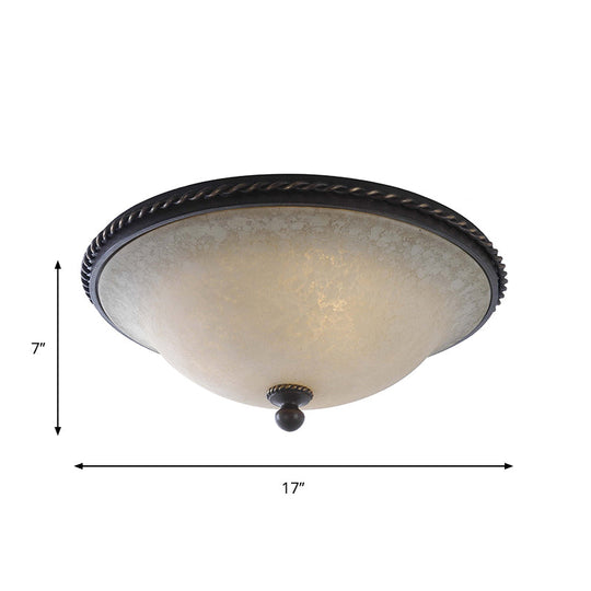 3-Head Frosted Glass Dome Ceiling Light with Traditional Style and Black Flush Mount