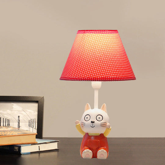 Cat Study Room Lamp: 1-Head Resin Cartoon Task Light In Red/Blue With Letter/Spots Shade Red / Spot