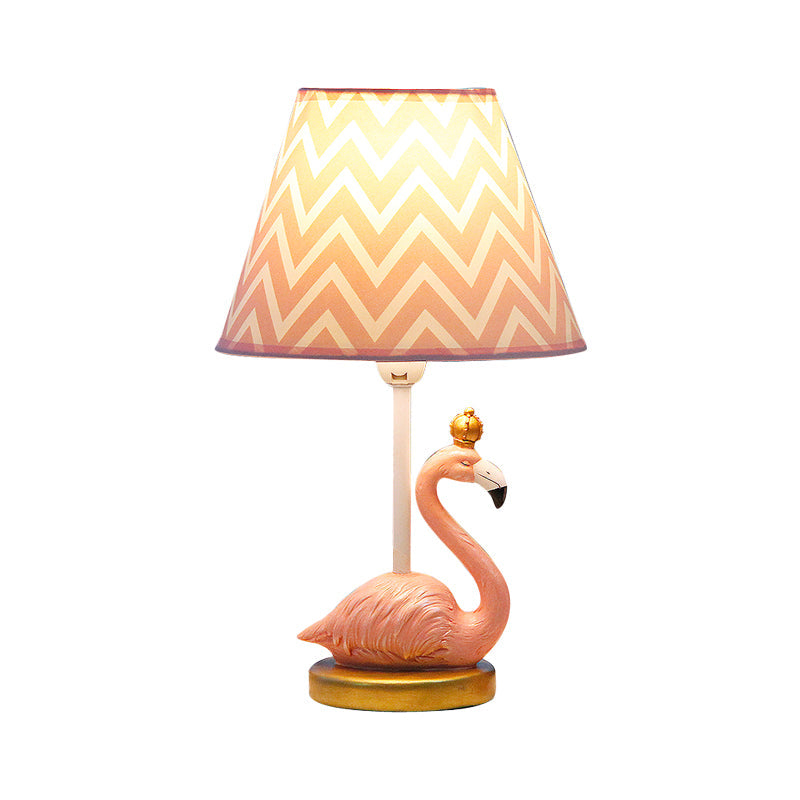 Flamingo Cartoon Resin Bedroom Nightstand Lamp In Pink - 7.5/10 Height