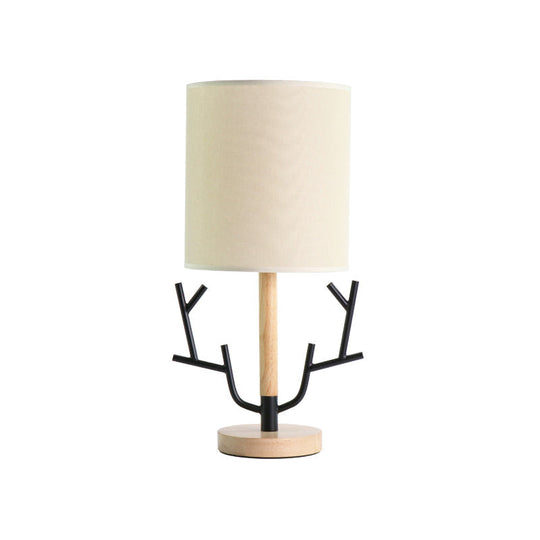 Modern Black Branch Night Table Lamp: 1-Head Wood Reading Light For Bedroom