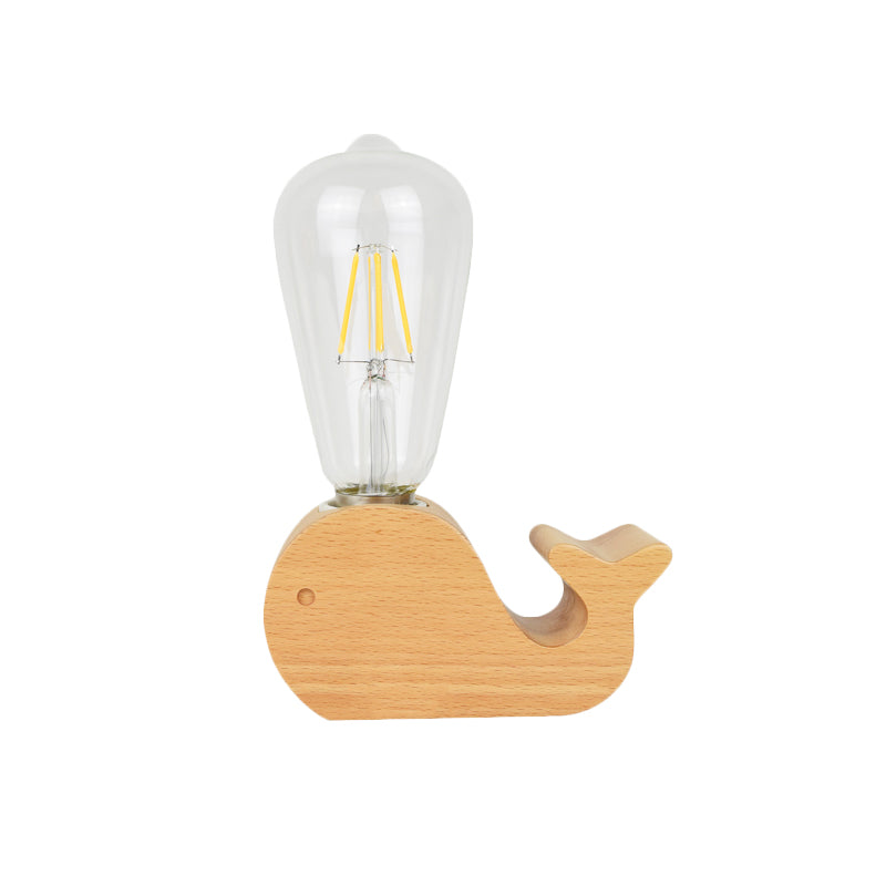 Modern Glass Shade Single Bulb Reading Lamp: Beige Sheep/Elephant/Cow Desk Lamp For Bedroom