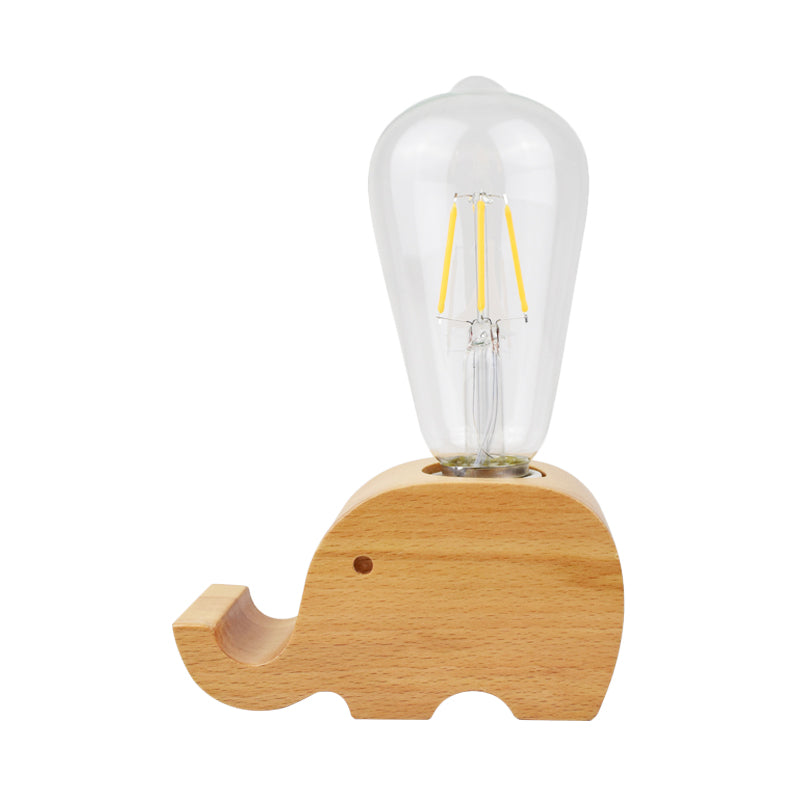 Modern Glass Shade Single Bulb Reading Lamp: Beige Sheep/Elephant/Cow Desk Lamp For Bedroom