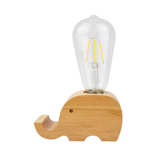 Modern Glass Shade Single Bulb Reading Lamp: Beige Sheep/Elephant/Cow Desk Lamp For Bedroom