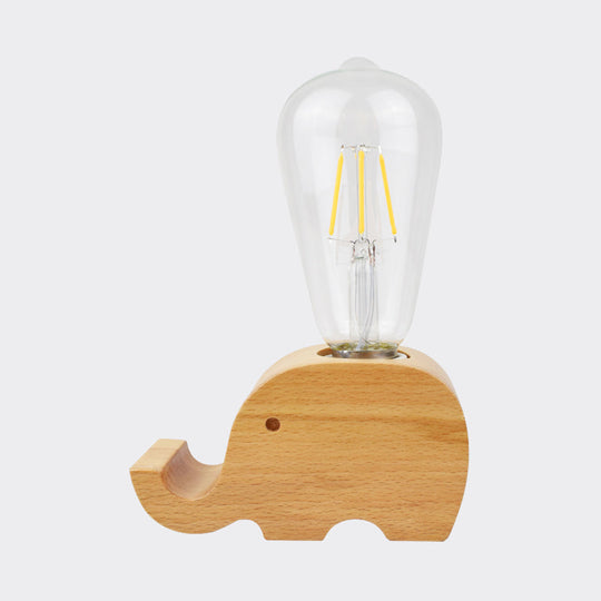 Modern Glass Shade Single Bulb Reading Lamp: Beige Sheep/Elephant/Cow Desk Lamp For Bedroom