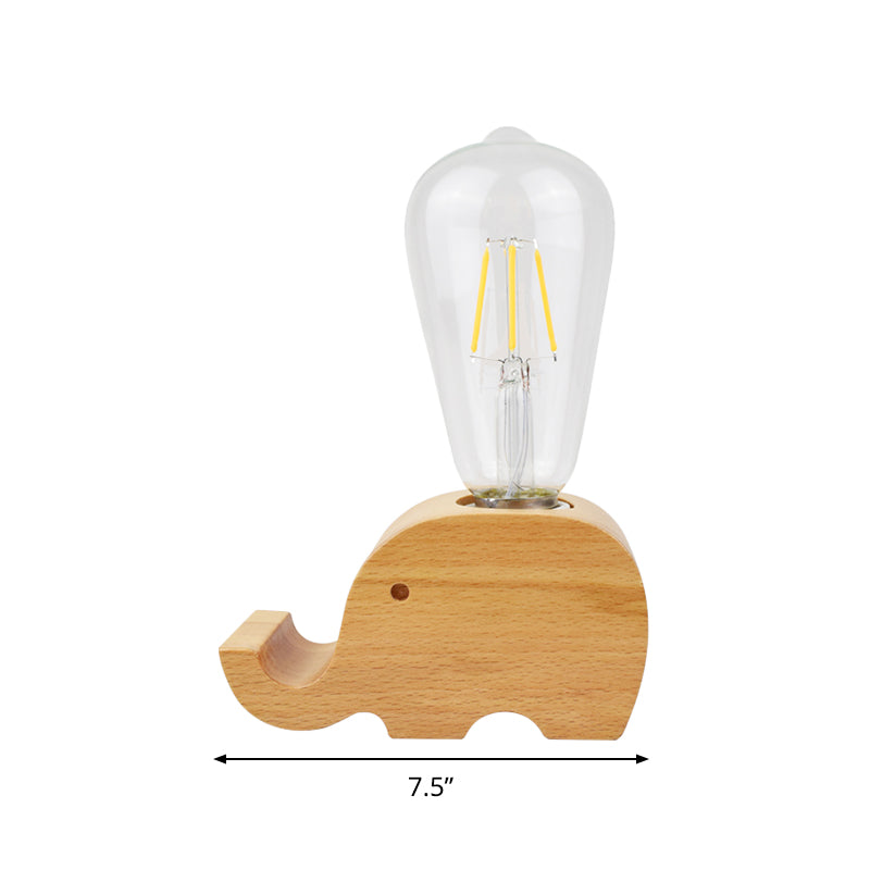 Modern Glass Shade Single Bulb Reading Lamp: Beige Sheep/Elephant/Cow Desk Lamp For Bedroom