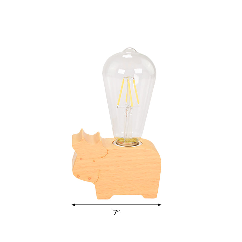 Modern Glass Shade Single Bulb Reading Lamp: Beige Sheep/Elephant/Cow Desk Lamp For Bedroom