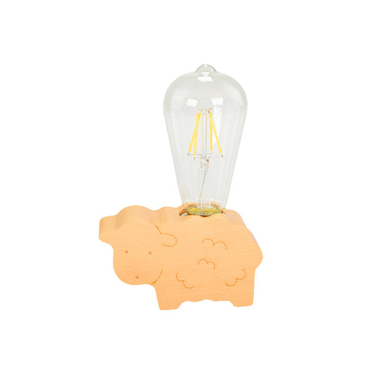 Modern Glass Shade Single Bulb Reading Lamp: Beige Sheep/Elephant/Cow Desk Lamp For Bedroom