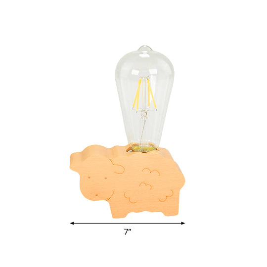 Modern Glass Shade Single Bulb Reading Lamp: Beige Sheep/Elephant/Cow Desk Lamp For Bedroom