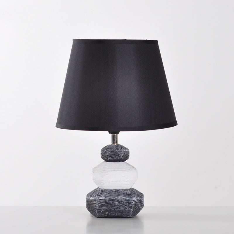 Modern Ceramic Nightstand Lamp - Contemporary Stone Shape Design | Black/Grey & White 1 Light