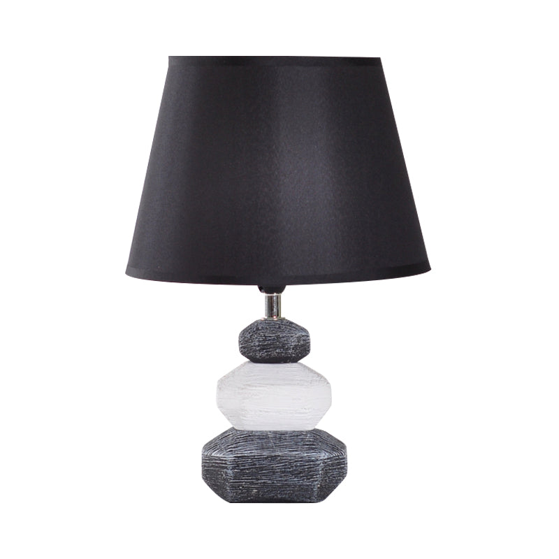 Modern Ceramic Nightstand Lamp - Contemporary Stone Shape Design | Black/Grey & White 1 Light