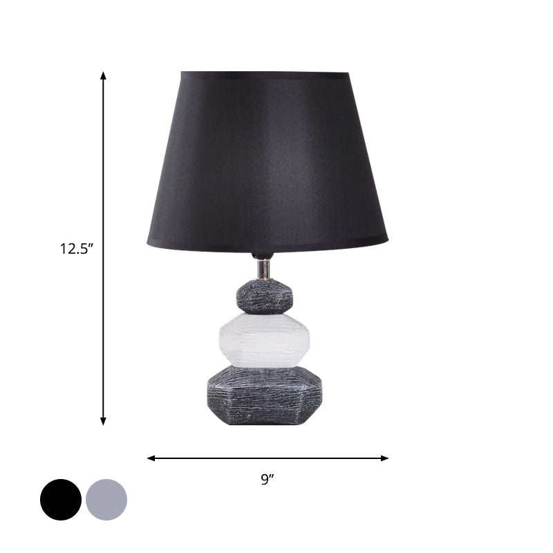 Modern Ceramic Nightstand Lamp - Contemporary Stone Shape Design | Black/Grey & White 1 Light