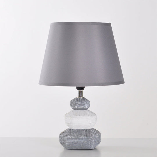 Modern Ceramic Nightstand Lamp - Contemporary Stone Shape Design | Black/Grey & White 1 Light