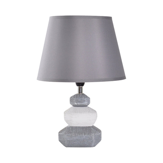 Modern Ceramic Nightstand Lamp - Contemporary Stone Shape Design | Black/Grey & White 1 Light