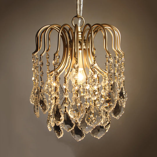 Antiqued Gold Crystal Pendant Light With Countryside Charm